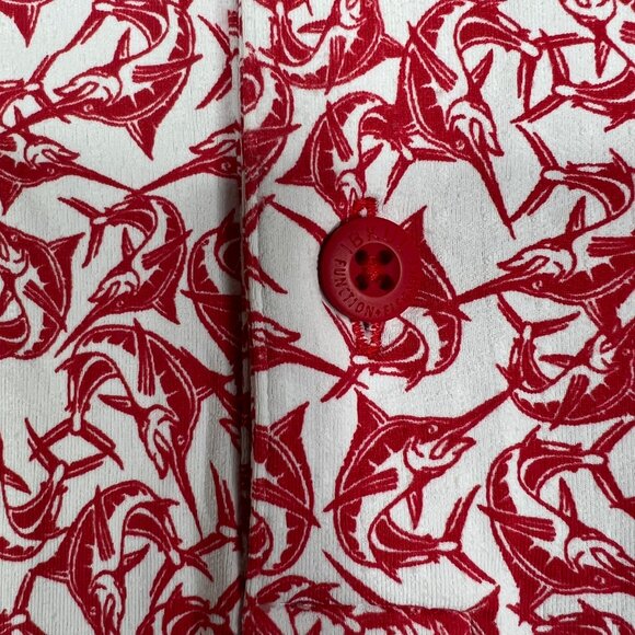 IBKUL Mens Polo Shirt XXL Short Sleeve Fish Marlin Print Geometric Stretch Red - Picture 6 of 8